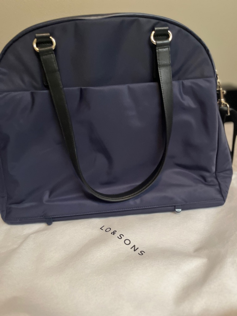 Lo & Sons O.G. 2 Laptop Navy Travel Tote with Black Handles